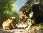 unknow artist Hunde vor der Hutte painting